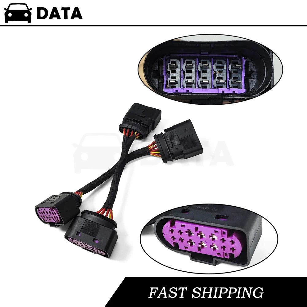 2Pcs Halogen (10 pins) convert Xenon (14 pins) Headlights Wiring Harness Connector Plug Adapter for VW Golf 1J0973737 1J0973837