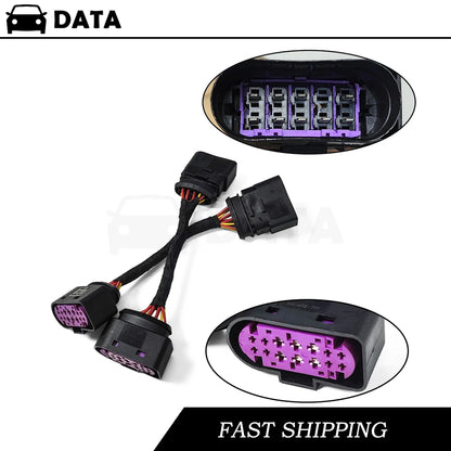 2Pcs Halogen (10 pins) convert Xenon (14 pins) Headlights Wiring Harness Connector Plug Adapter for VW Golf 1J0973737 1J0973837