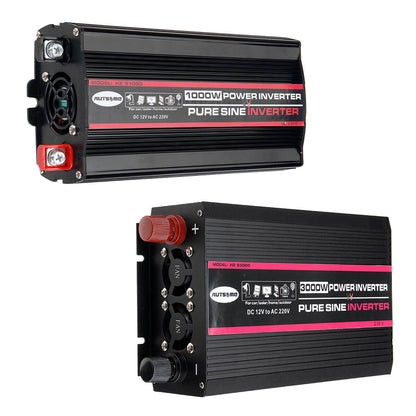 AUTSOME 12V to 220V Converter Pure Sine Wave Power Inverter Car Solar With Remote Control Dual LED Display