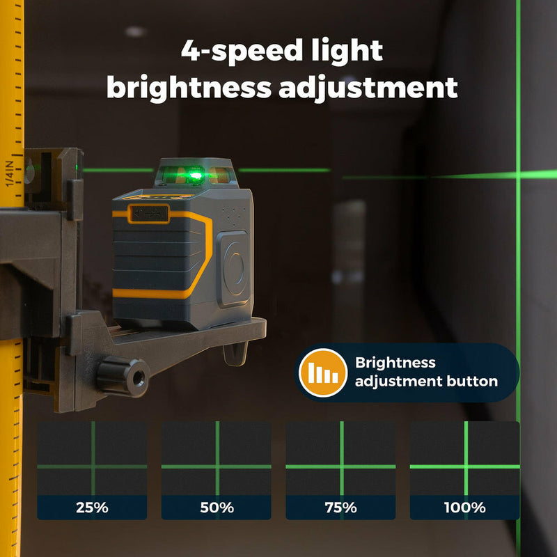 EU US Direct CIGMAN CM-605 Green Laser Line Level with 360° Horizontal and 120° Vertical Lines Adjustable Brightness IP54 Durability Rechargeable Lithium Battery Versatile Laser Modes Superior Visibility Ideal for Indoor and Outdoor Projects