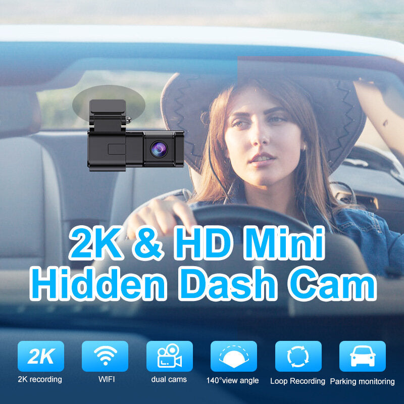 170° HD Dash Cam Dual Lens Smartphone 2K+1080P WiFi Front and Rear Recording Parking Monitor