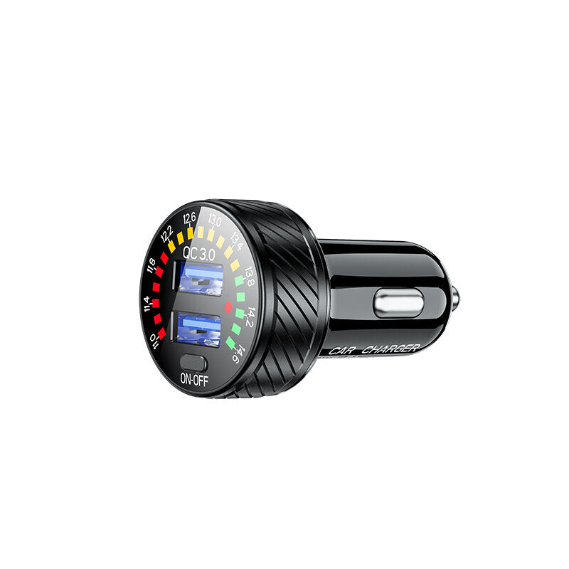 12-24V Dual QC USB Car Charger QC3.0 Fast Charging With Colourful Digital Voltmeter Switch for Bus Trailer RV Boats motorcycles