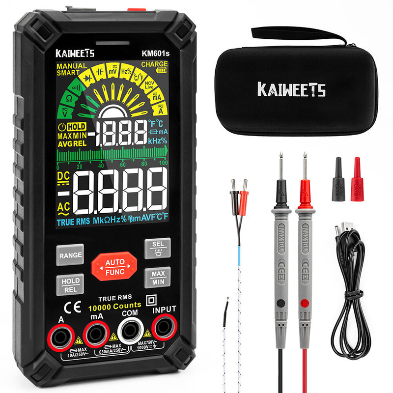 US/EU Direct KAIWEETS KM601S Smart Multimeter True RMS 10000 Counts 1200mAh Rechargeable Battery AC/DC Voltage Resistance Capacitance Tester