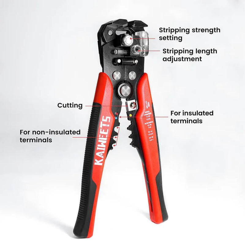 [EU Direct]KAIWEETS KWS-103 Multifunctional Wire Stripper 10-24AWG Stripping 10-22AWG Crimping Adjustable Stopper TPR Handle