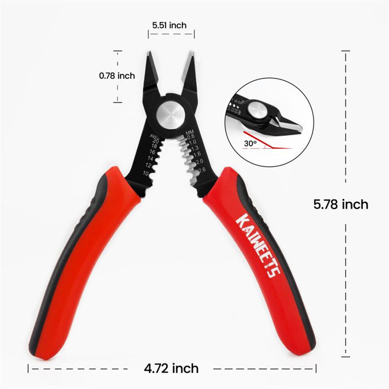 [EU Direct]KAIWEETS KWS-102 6-inch Flush Plier 2 in 1 Multifunction Wire Cutter Stripper 10-20 AWG Heat-Treated Carbon Steel Ergonomic Handle Best for Tight Spaces