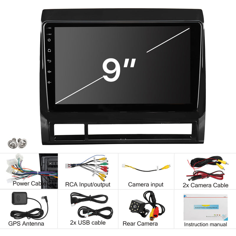 9" for Android 10.1 Car Stereo MP5 Player 1+16G Touch Screen GPS NAVI WiFi bluetooth with 8LED Camera For Toyota Tacoma 2005-13