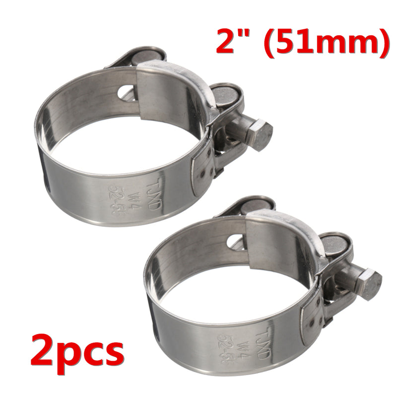 2pcs Motorcycle 2 inch 51mm Stainless Steel Band Exhaust Pipe Clamp Kit Universal