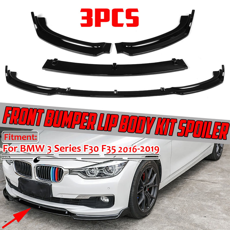 Front Bumper Lip Spolier Splitter Gloss Black For BMW 3 Series F30 F35 2016-2019