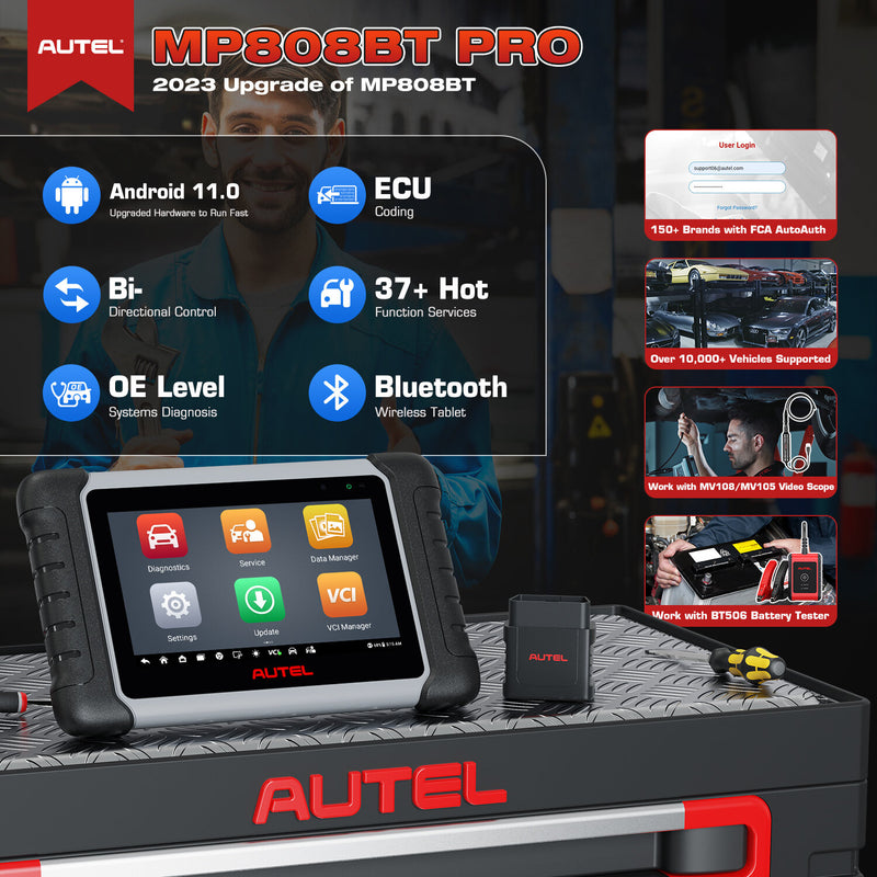 [EU Direct] 2023 New Autel MaxiPRO MP808BT PRO Auto Diagnostic All System Scanner Upgrade of DS808 Same Function as MS906