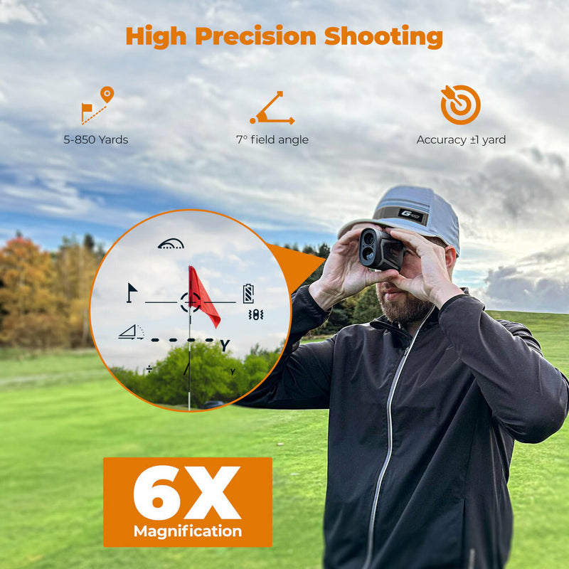 EU US Direct CIGMAN Precision Golf Rangefinder with 850 Yards Range and Slope Compensation Accurate Laser Distance Measuring Device Rechargeable Li-ion Battery High Definition LCD Display Portable Golf Hunting Climbing Bird Watching