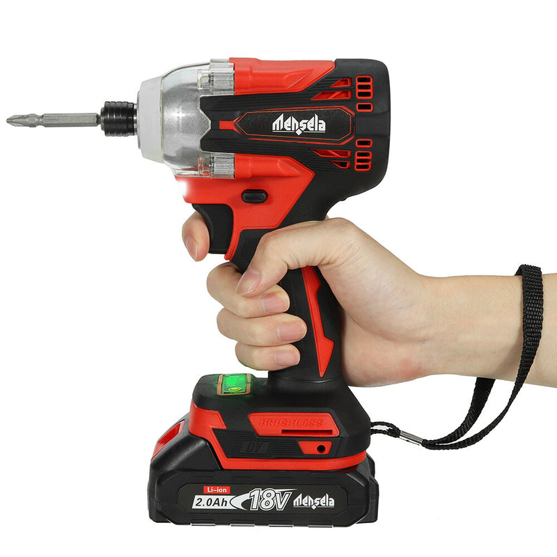 Mensela ID-L2 18V Brushless Impact Driver Kit Cordless Electric 1/4 Inch Screwdriver with 2.0Ah Lithium Battery