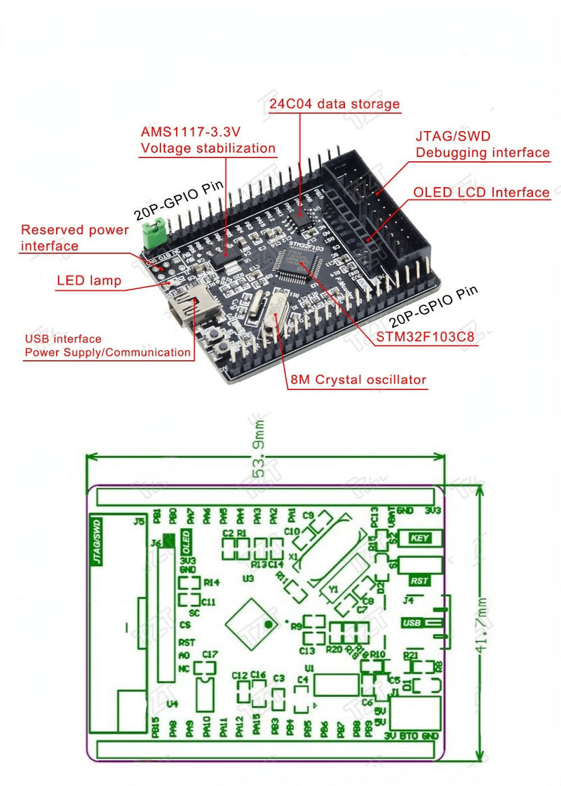 Stm32 Learning Kit STM32F103C8T6 STM32f103 STM32F1 STM32 System Board Learning Board Eval