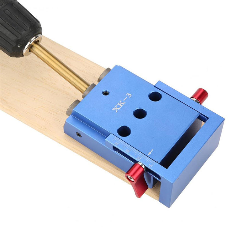 XK-3 Pocket Hole Jig Kit 3 Holes Woodworking Drill Guide Aluminium Oblique Drill Guide Locator Tools