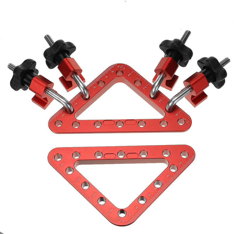 XIUYI 2Set Metric/Imperial 45/90° 12cmx12cm Aluminum Alloy Woodworking Positioning Ruler Set Installation Fixing Clip Clamping Square Measuring Tool