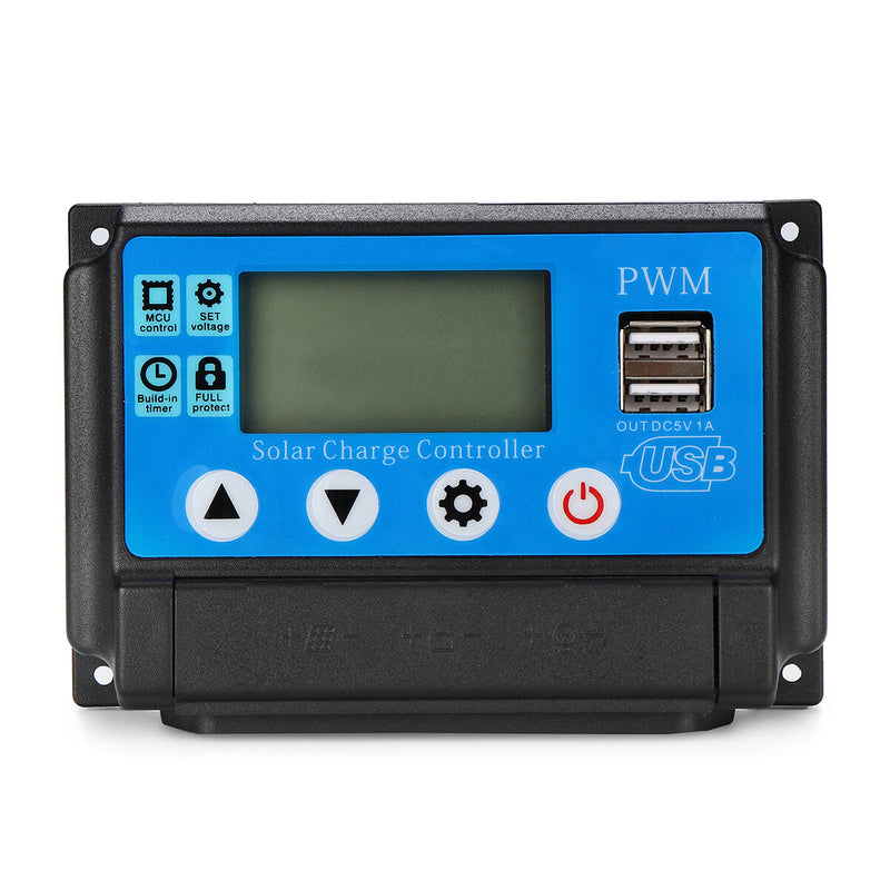 PWM 60A 12/24V Auto Adapt LCD Solar Charge Controller Battery Regulator Adjustable Parameter Dual USB Output