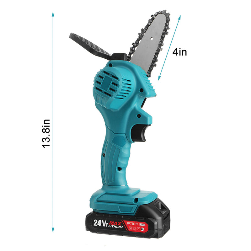 24V 4 Inch One-Hand Electric Chain Saw 800W Handheld Logging Saws Chainsaw Wood Cutting Tool with Battery for Makita