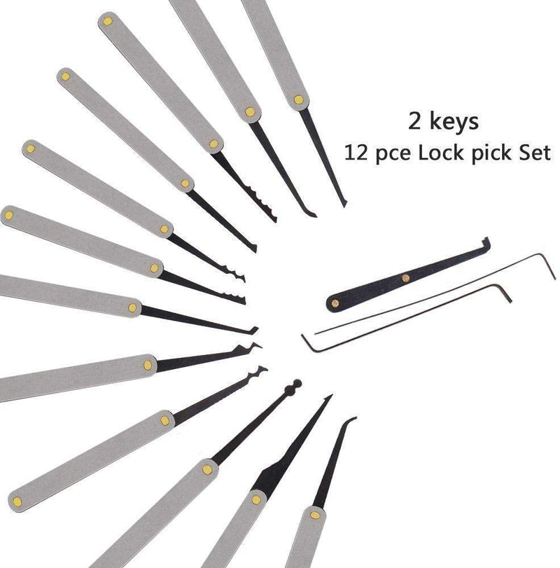 4 In 1 Locksmith Supply Set Transparent Practice Lock with 15pcs Lock Tool Broken Key Remove Pick Hook