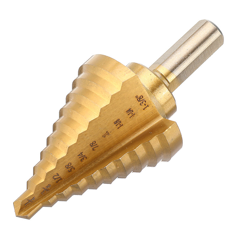 Drillpro 6Pcs HSS Titanium Coated Step Drill Bit with Center Punch Drill Set Hole Cutter Drilling Tool