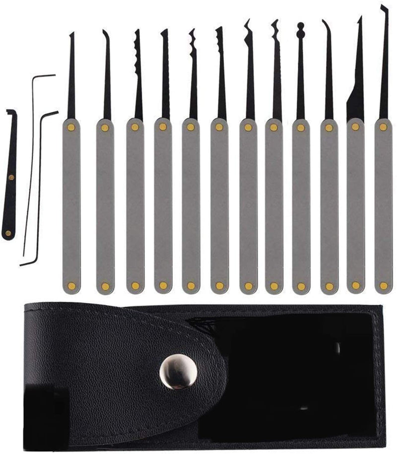 15pcs Lock Set with 5pcs Mini Lockpick Broken Practice Tools Stainless Steel Locksmith Tool for Training