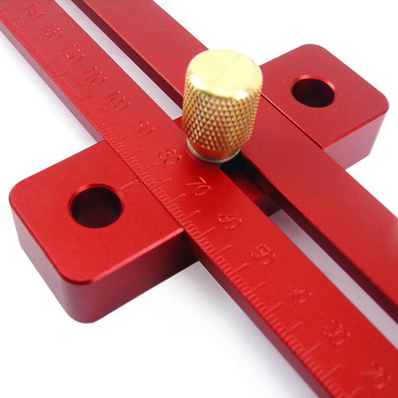 Aluminum Alloy 170/270/370mm Scale Measure Scribing Ruler Woodworking T-type Hole Ruler Marking Tool