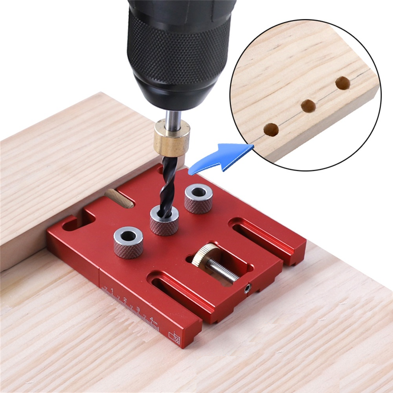 Pocket Hole Jig Kit Punch Drilling Locator with 6/8/10/15mm Drill Bit Wooden Dowels for Woodworking Panel Furniture Splicing