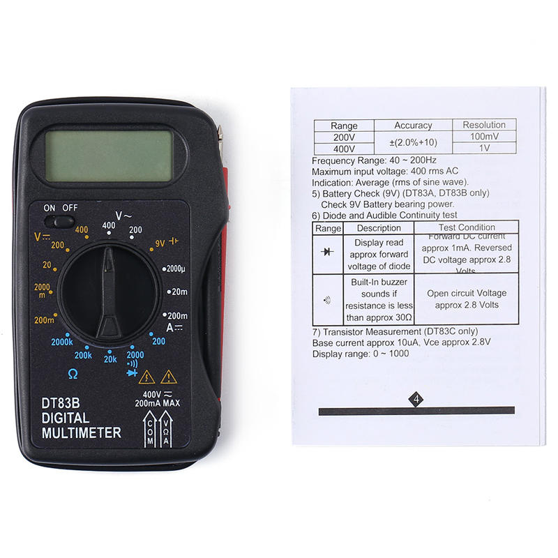 WHDZ DT83B Digital Multimeter AC DC Voltage Current Resistance Diode Tester