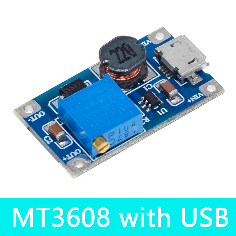 MT3608 with USB 2A Max DC-DC Step Up Power Module Booster Power Module 3-5V To 5V/9V/12V/24V