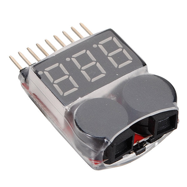 Battery Voltage Meter Tester Battery Monitor Buzzer Alarm for 1S-8S Lipo Battery