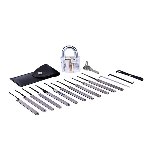 Transparent Practice Padlock with Lock Pick Tool Set for Locksmith - Cartoolshop