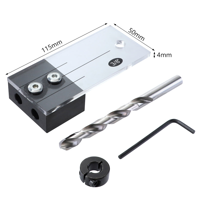 Dowel Jig Acrylic Hardened Steel Pocket Hole Jig 1/2 3/8 1/4 Inch Vertical Drill Guide Hole Locator for Woodworking Tools
