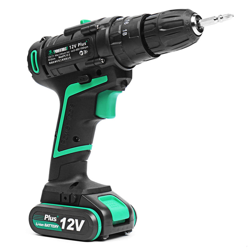12V 1.5Ah Li-ion Battery Cordless Electric Hammer Power Drills Two Speed Power Screwdriver