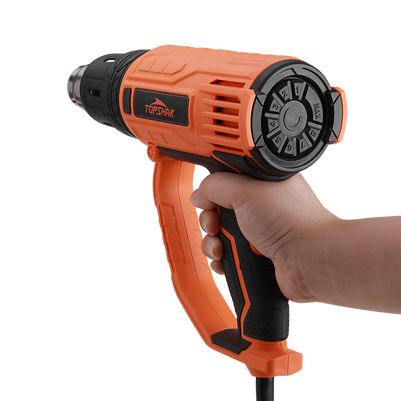 TOPSHAK TS-HG1 2000W Hot Air Guns 8 Levels Temperature 3 Modes Heat Guns Kit with 4 Nozzles for Stripping Paint Removing Rusted Bolt Shrinking PVC