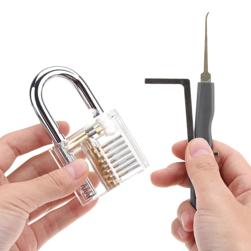 24Pcs Lock Picks Training Tool Transparent Practice Padlock Set with Leather Case