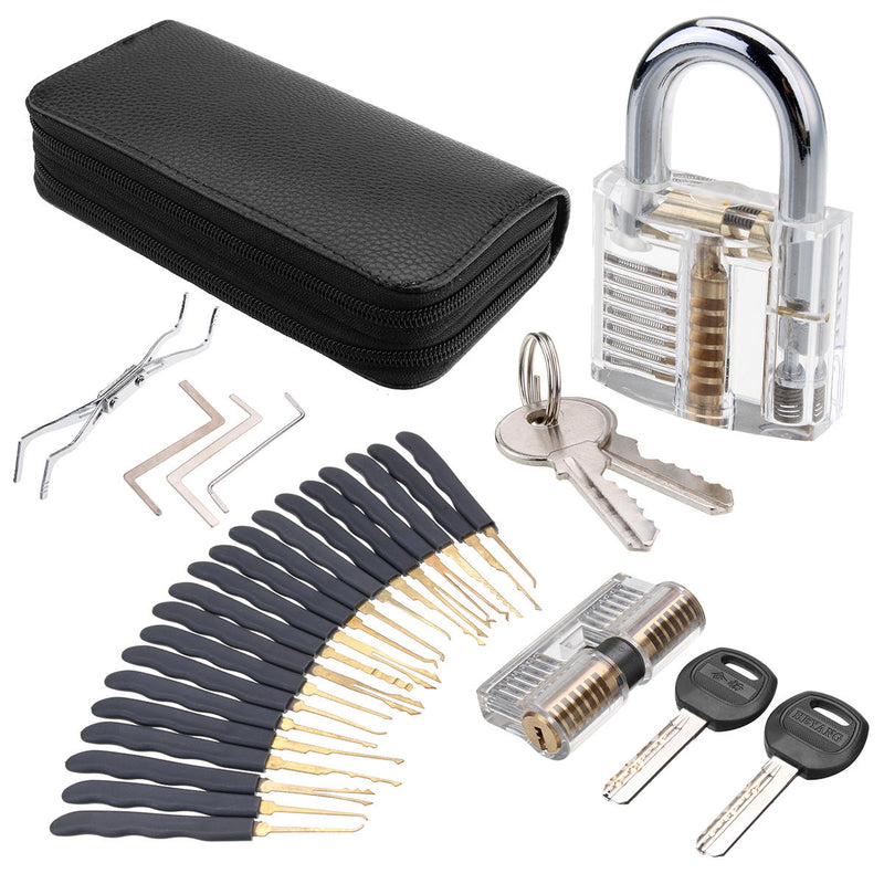 24Pcs Lock Picks Training Tool Transparent Practice Padlock Set Locksmith Tool