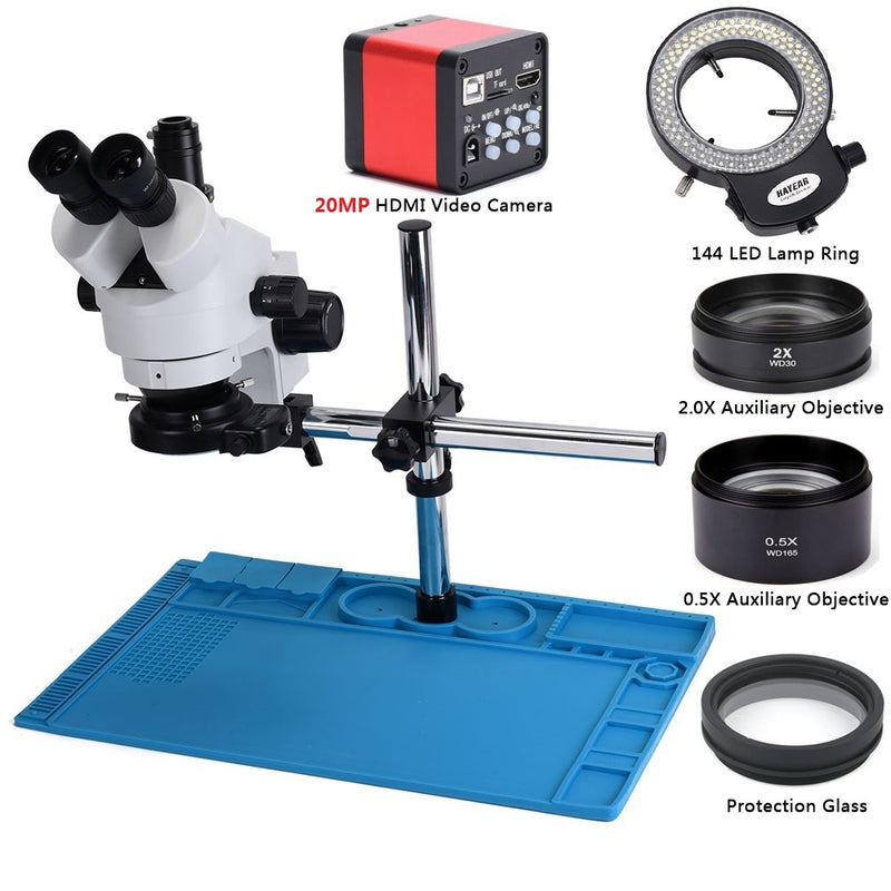 Camera Upgraded To 20MP Industry 3.5X-90X Simul-focal Trinocular Stereo Microscope HD Video Camera for Phone PCB Soldering Repair Lab