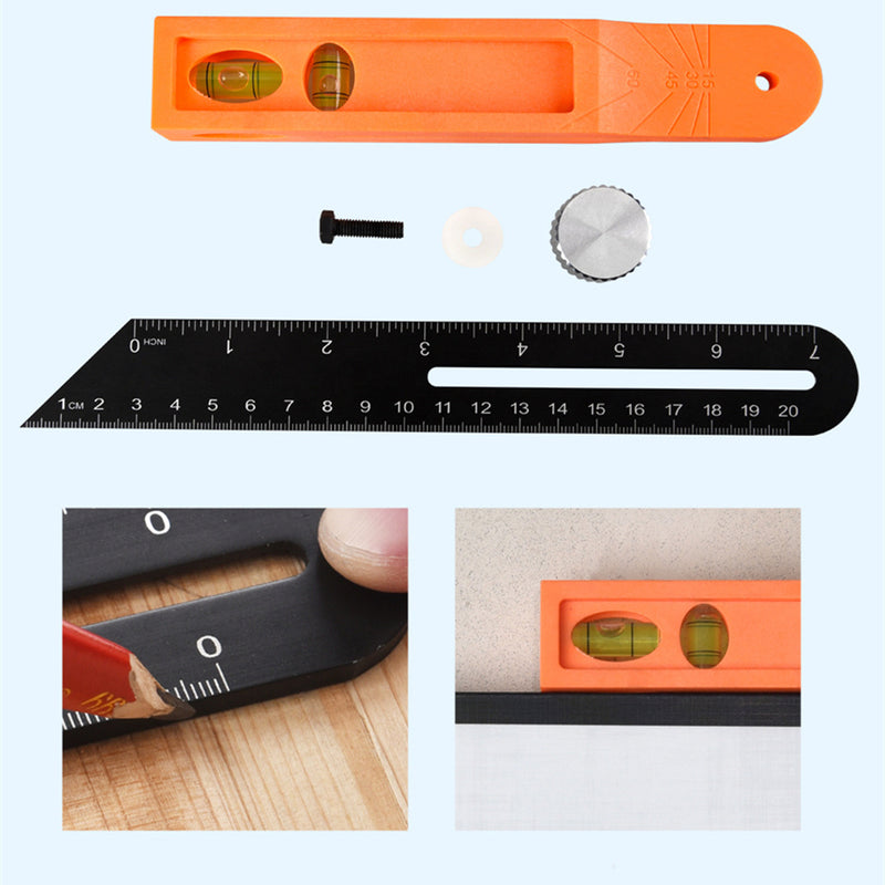 Protractor Angle Ruler T Shape Ruler Adjustable Ruler with Level