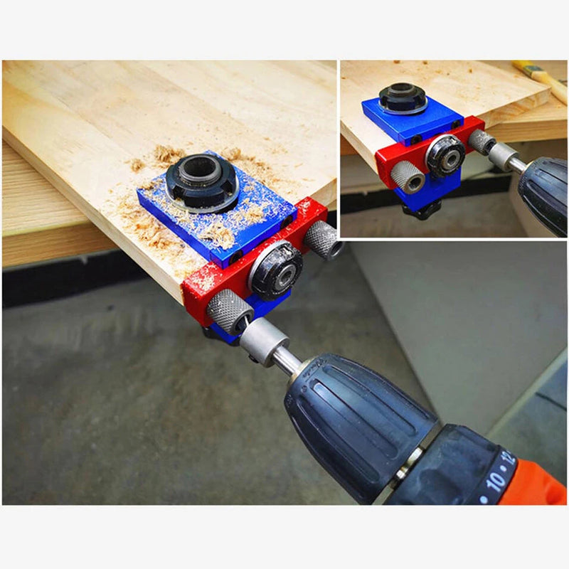 X150 3 In 1 Adjustable Doweling Jig Hole Drilling Guide Locator Woodworking Pocket Fixture Wood Plate Hole Drilling Punching Fixer
