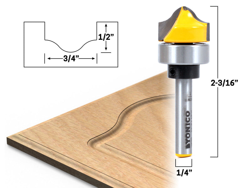 3/4 Inch Faux Panel Ogee Groove Router Bit 1/4 Inch Shank Diameter for Woodworking