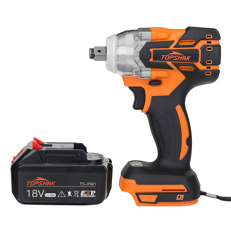 Topshak TS-PW1 Brushless Impact Wrench LED Working Light Rechargeable Woodworking Maintenance Tool W/ Battery Also for Makita