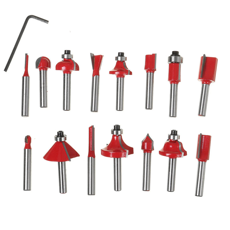 12/15pcs 1/2 1/4 Inch Milling Cutter Router Bit Set for Woodworking