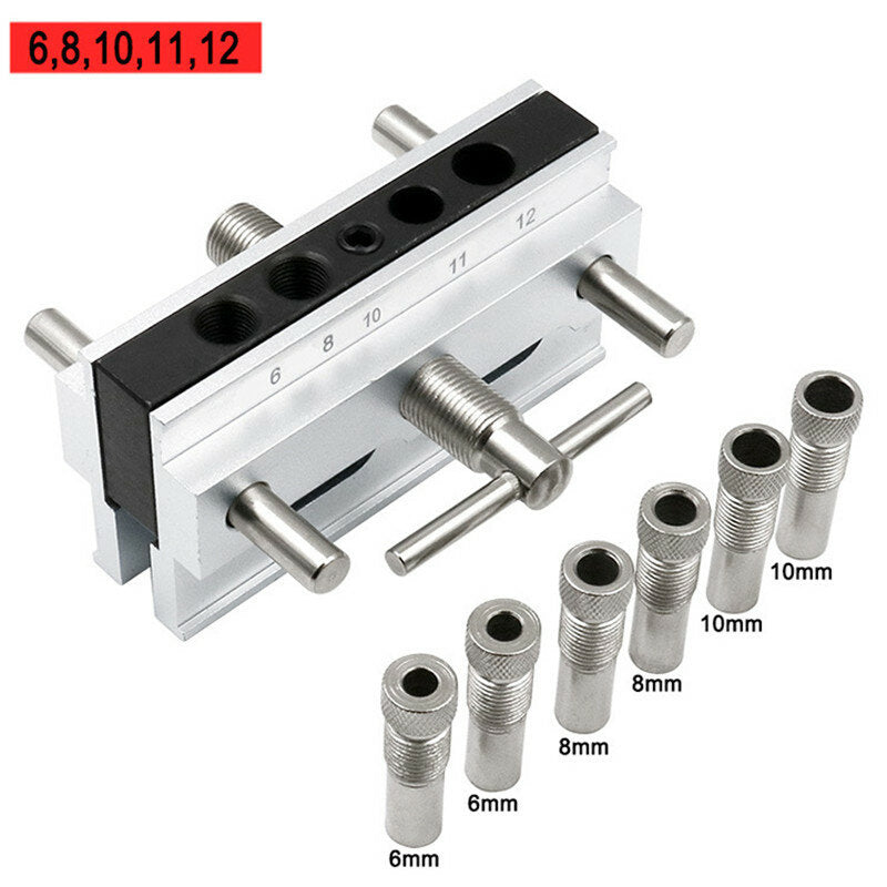 Metric/Inch Woodworking Self-Centering Hole Punch Locator Drill Guide Set Doweling Jig Kit