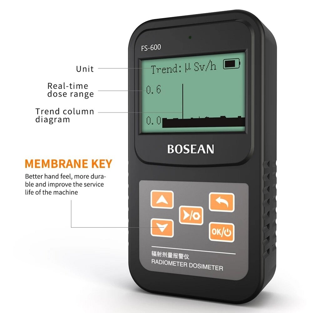 BOSEAN FS-600 Counter Nuclear Radiation Tester X-ray β-ray γ-ray Rechargeable Handheld Counter Emission Dosimeter