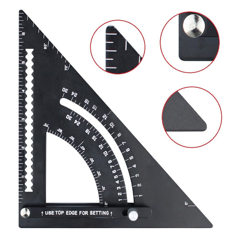 Aluminum Alloy Angle Ruler Measuring Tool Thicken Measuring Ruler Miter Carpenter Square for Woodworking