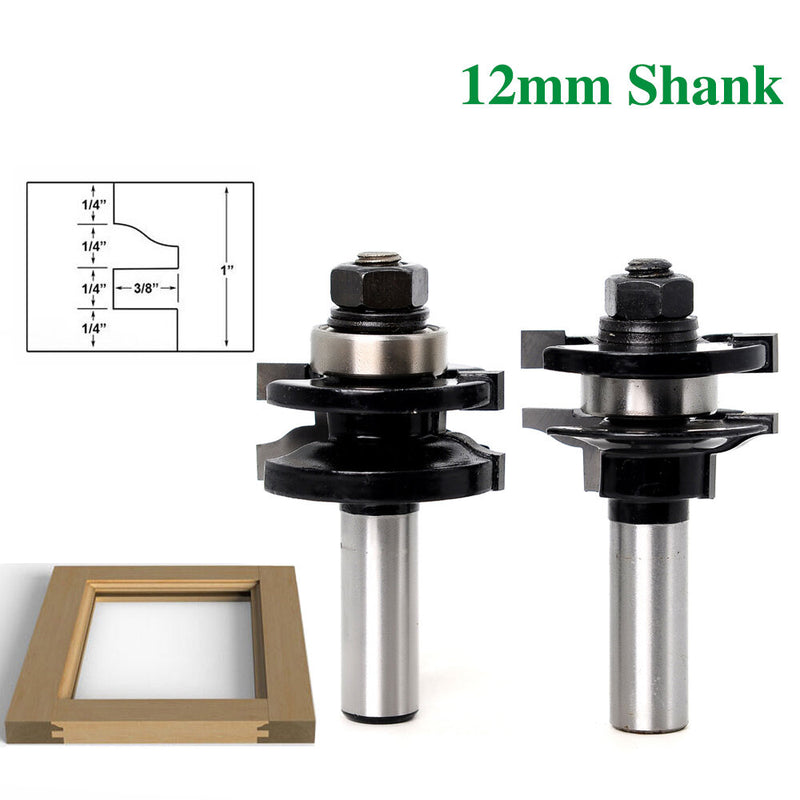 2Pcs 12mm 1/2 Inch Shank Router Bits Woodworking Cutter Door Window Engraving Tool Woodworking Tools