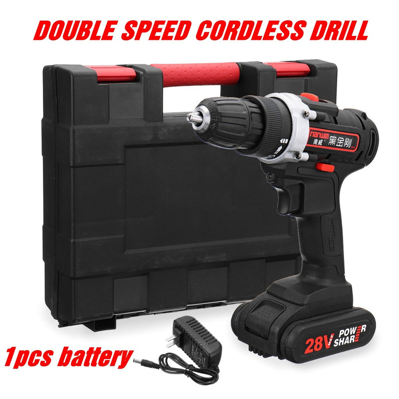 28V Cordless Power Drills Double Speed Electric Drill with 1 or 2 Li-ion Battery
