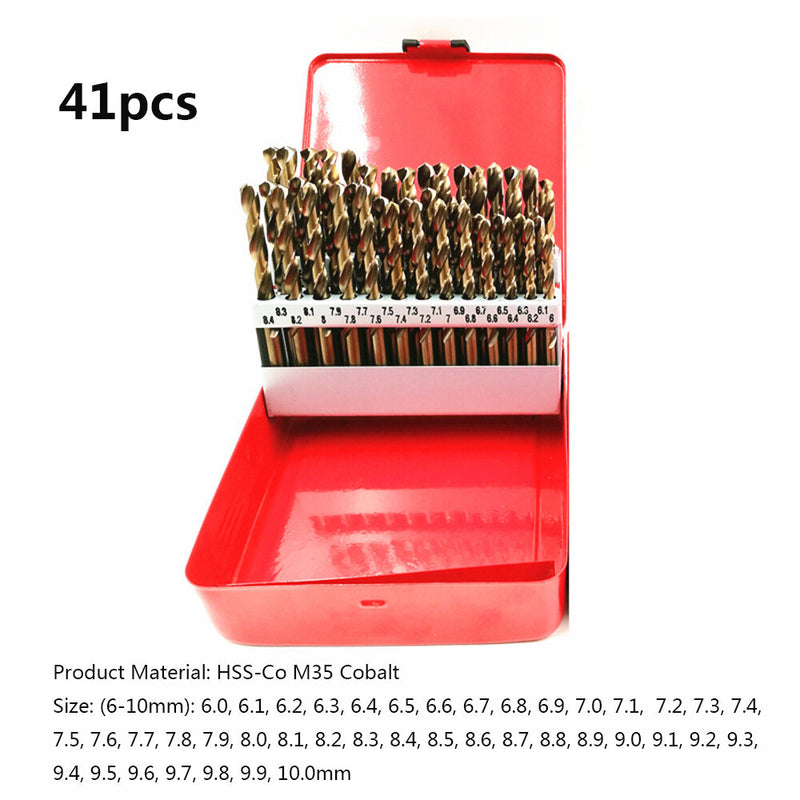 Drillpro 51Pcs 1-6mm M35 Cobalt Drill Bit Set HSS-Co Jobber Length Twist Drill Bits with Metal Case for Stainless Steel Wood Metal Drilling