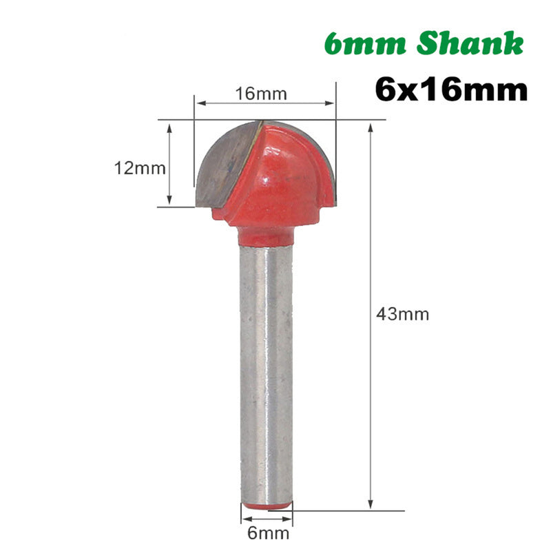 6mm Shank Wood Cutter Solid Carbide Round Nose Bits Round Nose Cove Core Box Router Bit Woodworking Cutters CNC Tools