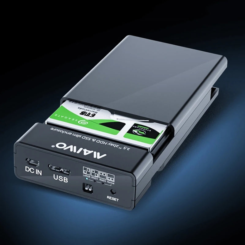 MAIWO K25682 2.5" Dual Bay USB3.0 RAID Storage Array Box SATA3 HDD SSD Slim Enclosure Disk Storage Box Support USAP