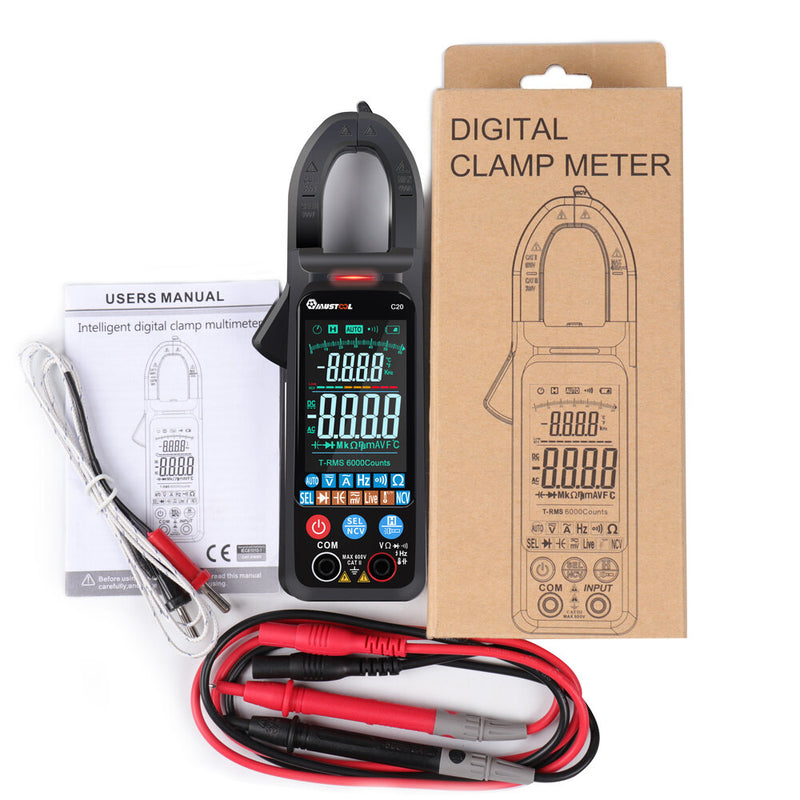 MUSTOOL C20 Digital Clamp Meter NCV 6000 Counts True RMS Automatic Measurement Smart Digital Multimeter