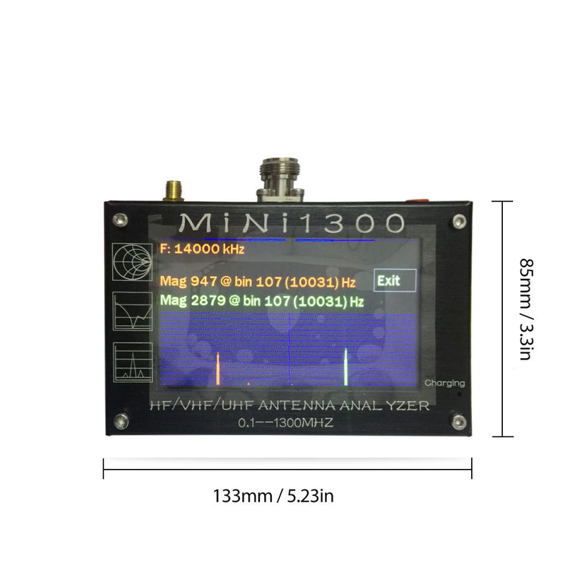 Upgrade Mini1300 4.3inch TFT LCD 0.1-1300MHz HF VHF UHF ANT SWR Antenna Analyzer Inner Battery Meter 5V/1.5A